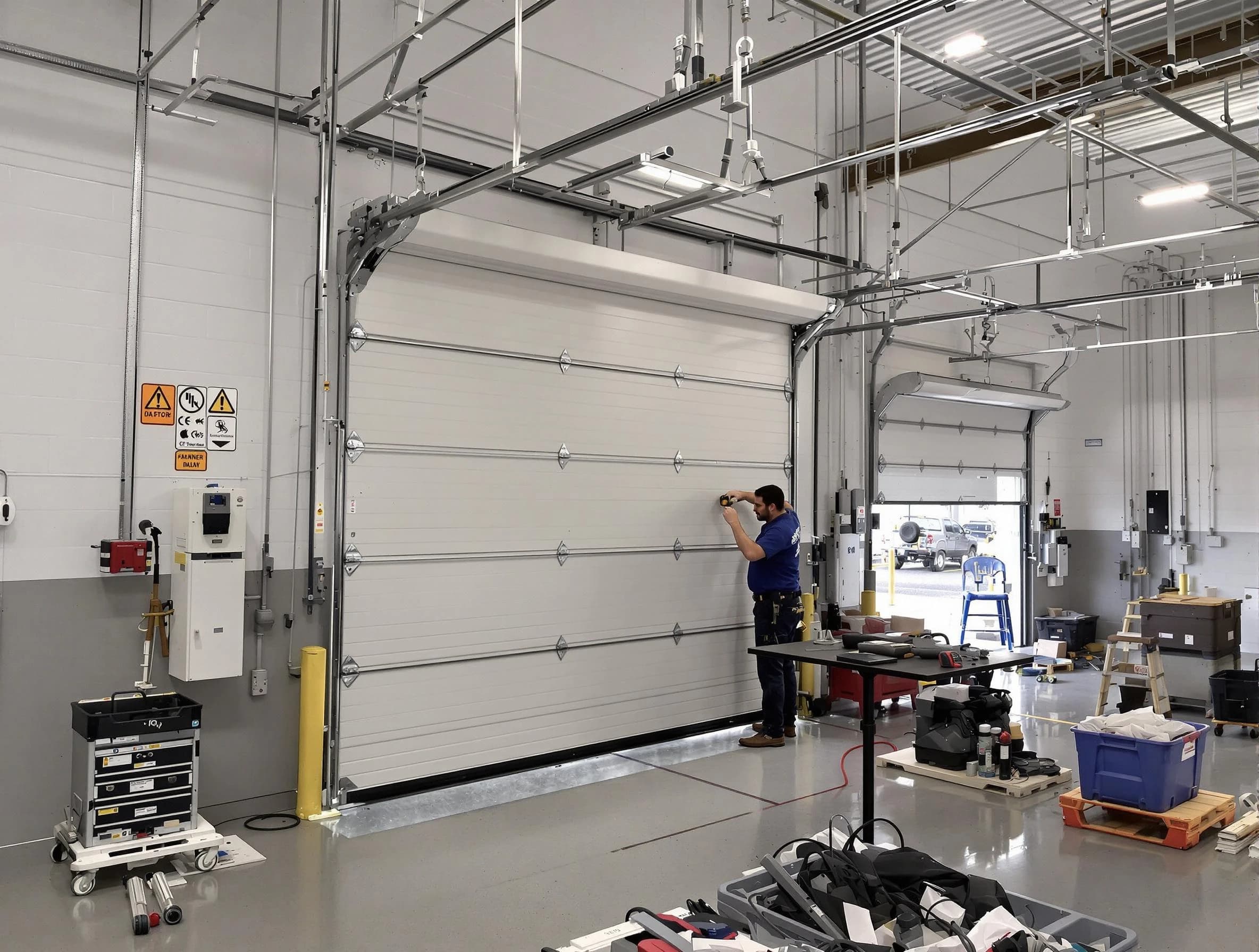 Commercial garage door repair being performed by Ashland City Garage Door Repair expert in Ashland City