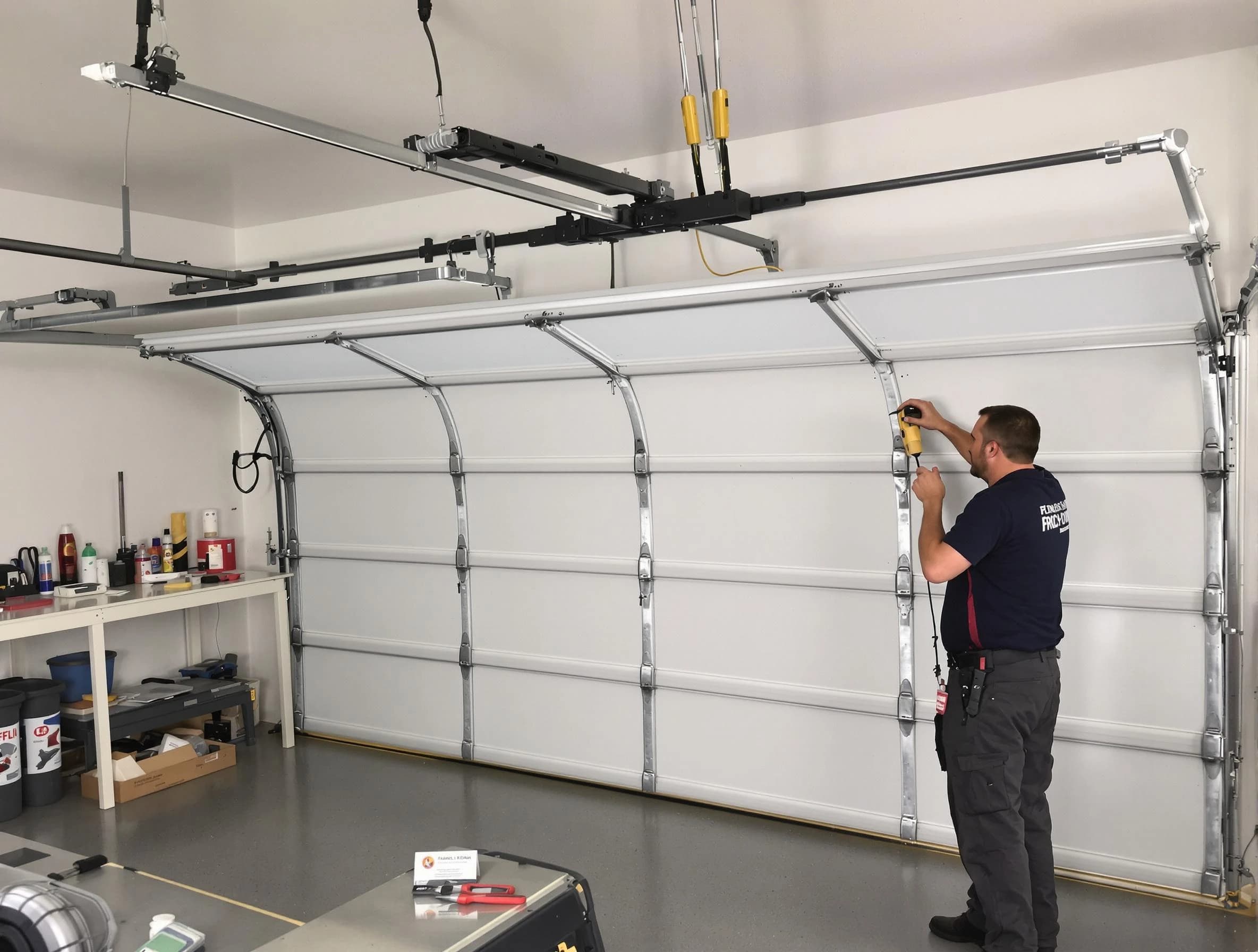 Ashland City Garage Door Repair certified technician performing overhead door system repair in Ashland City