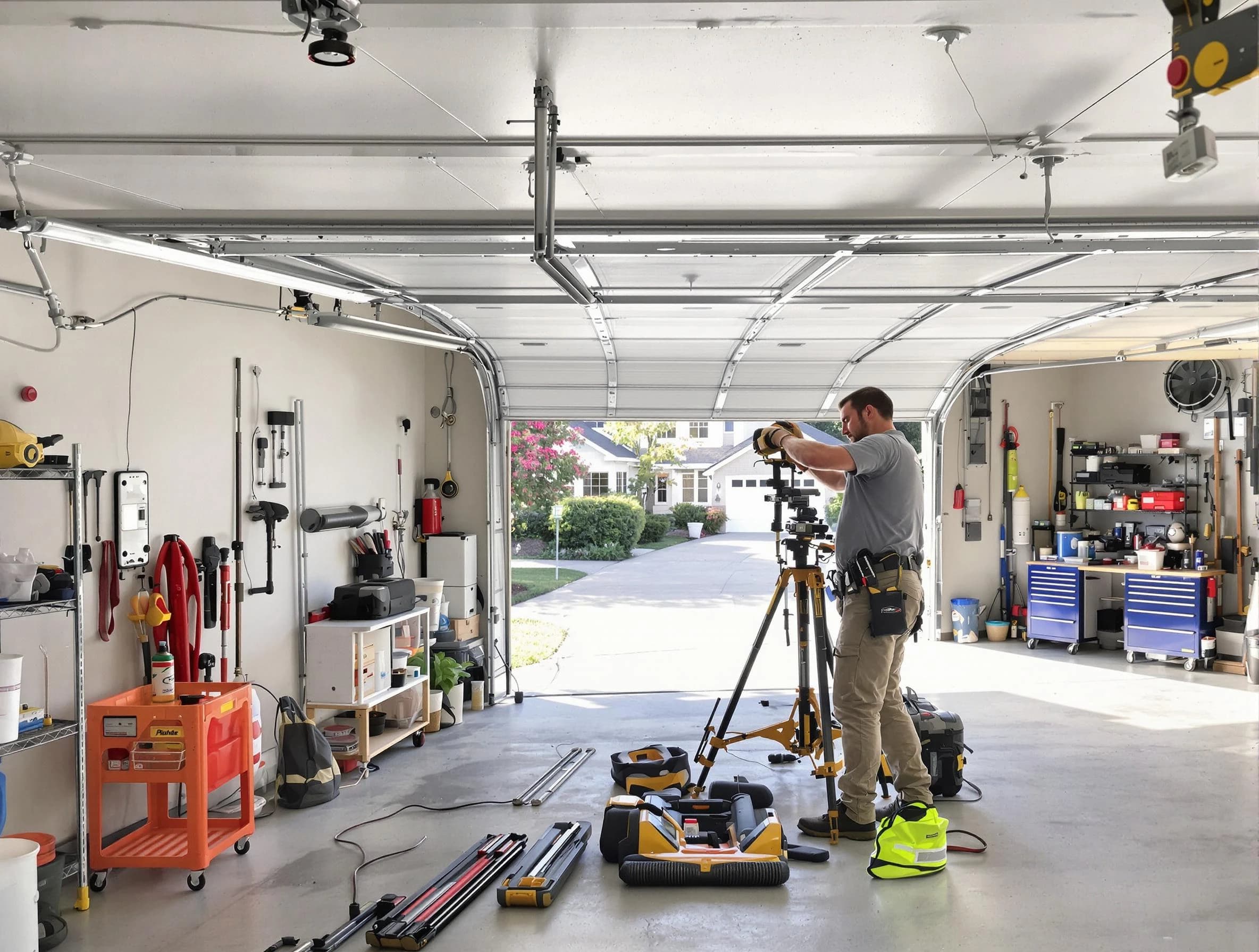 Ashland City Garage Door Repair specialist performing laser-guided track alignment in Ashland City
