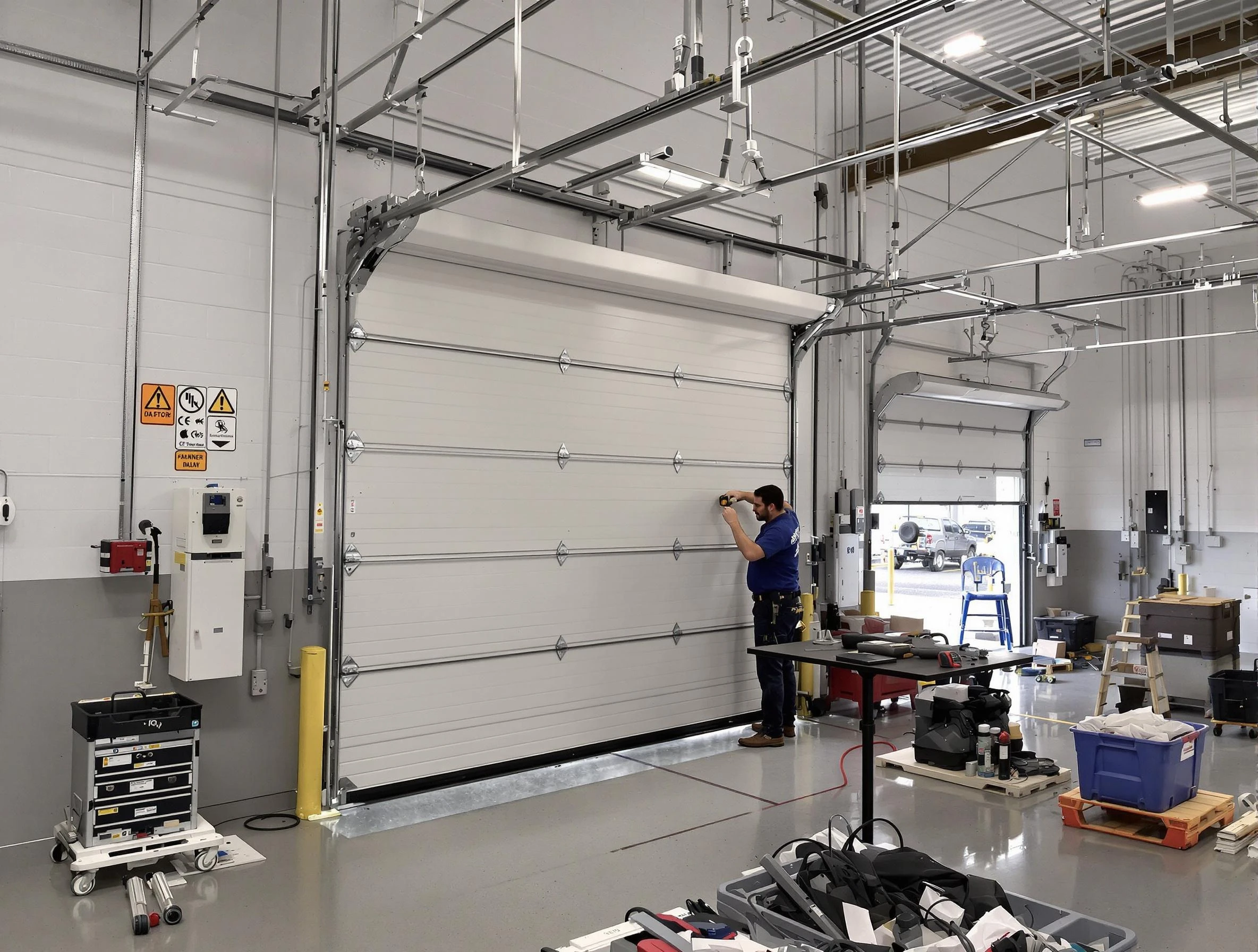 Commercial garage door repair being performed by Ashland City Garage Door Repair expert in Ashland City