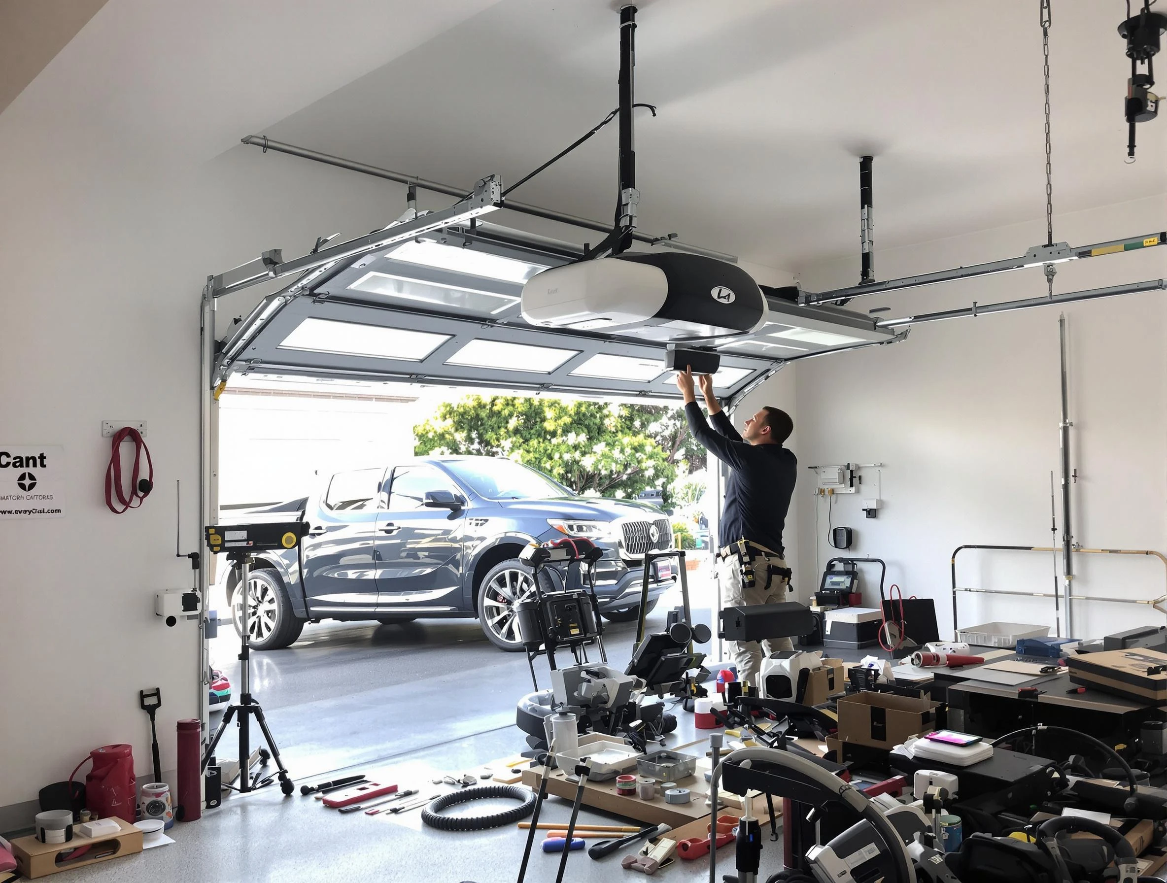 Ashland City Garage Door Repair specialist installing smart garage door opener system in Ashland City home
