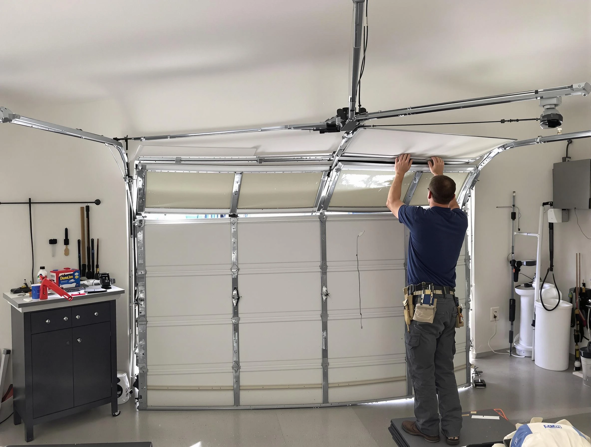 Ashland City Garage Door Repair specialist performing precise section replacement on Ashland City garage door